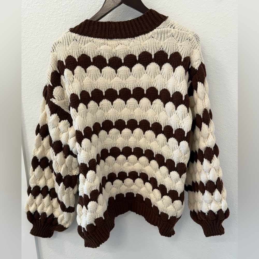 ePretty Women's Brown and Cream Sweater cardigan large - Picture 3 of 3